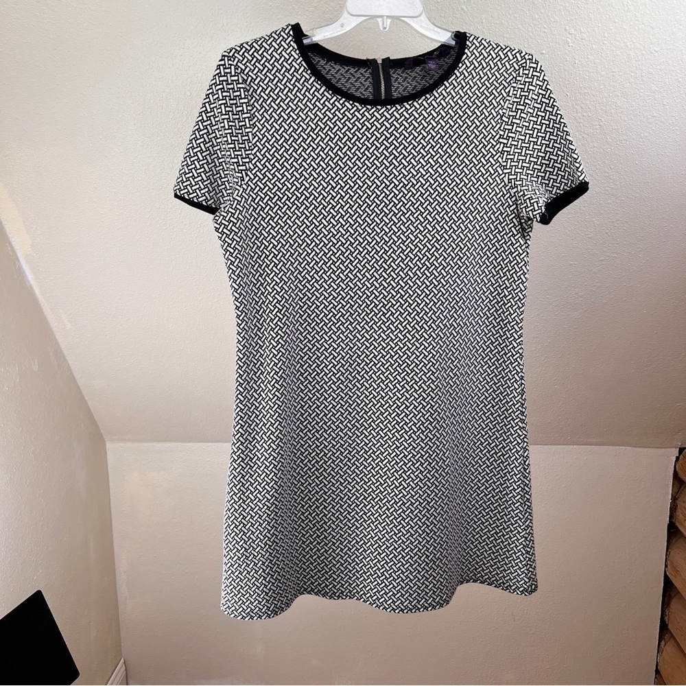 LONG TALL SALLY 2 pc A-Line Dress & Straight Skirt. Black/White geometric print